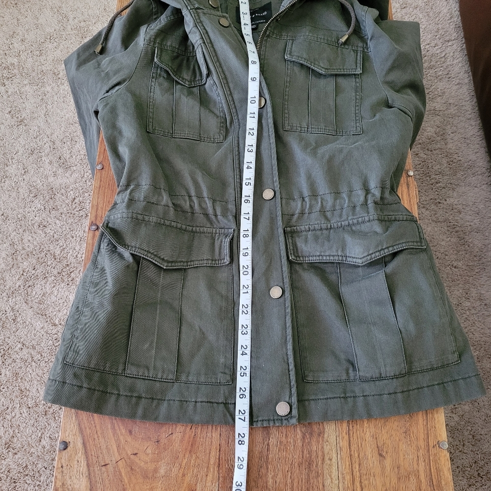 LUCKY BRAND Jacket Coat Green Utility Size S Military Hood Fully Lined - Picture 17 of 17